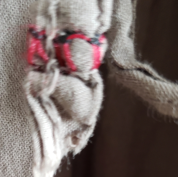 Linen Beige Long Sleeve Gauzy Boho Synched Draw String Waist Higher Front NWOT - Picture 10 of 11